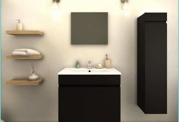Meuble Salle De Bain Rue Du Commerce Meuble De Salle De Bains 60 Cm Tina Noir Mat Achat