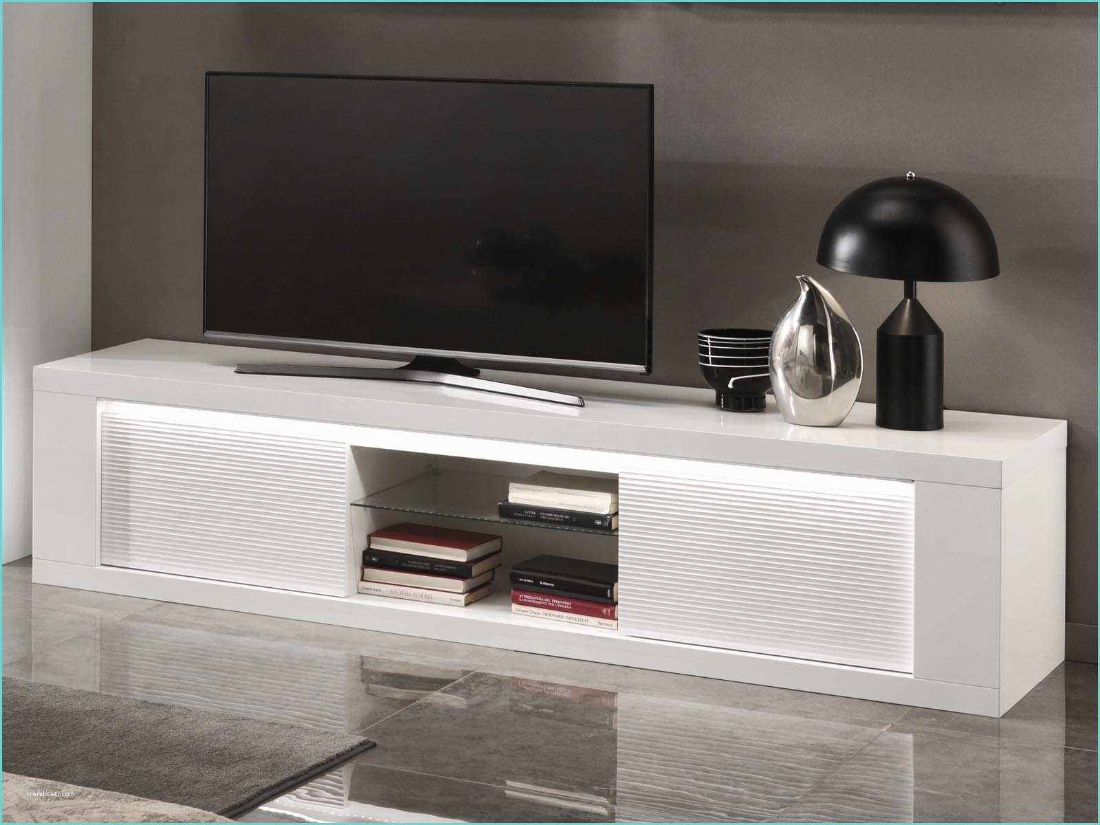 Meuble Tv Flash Meuble Blanc Laque Led Maison Design Wiblia