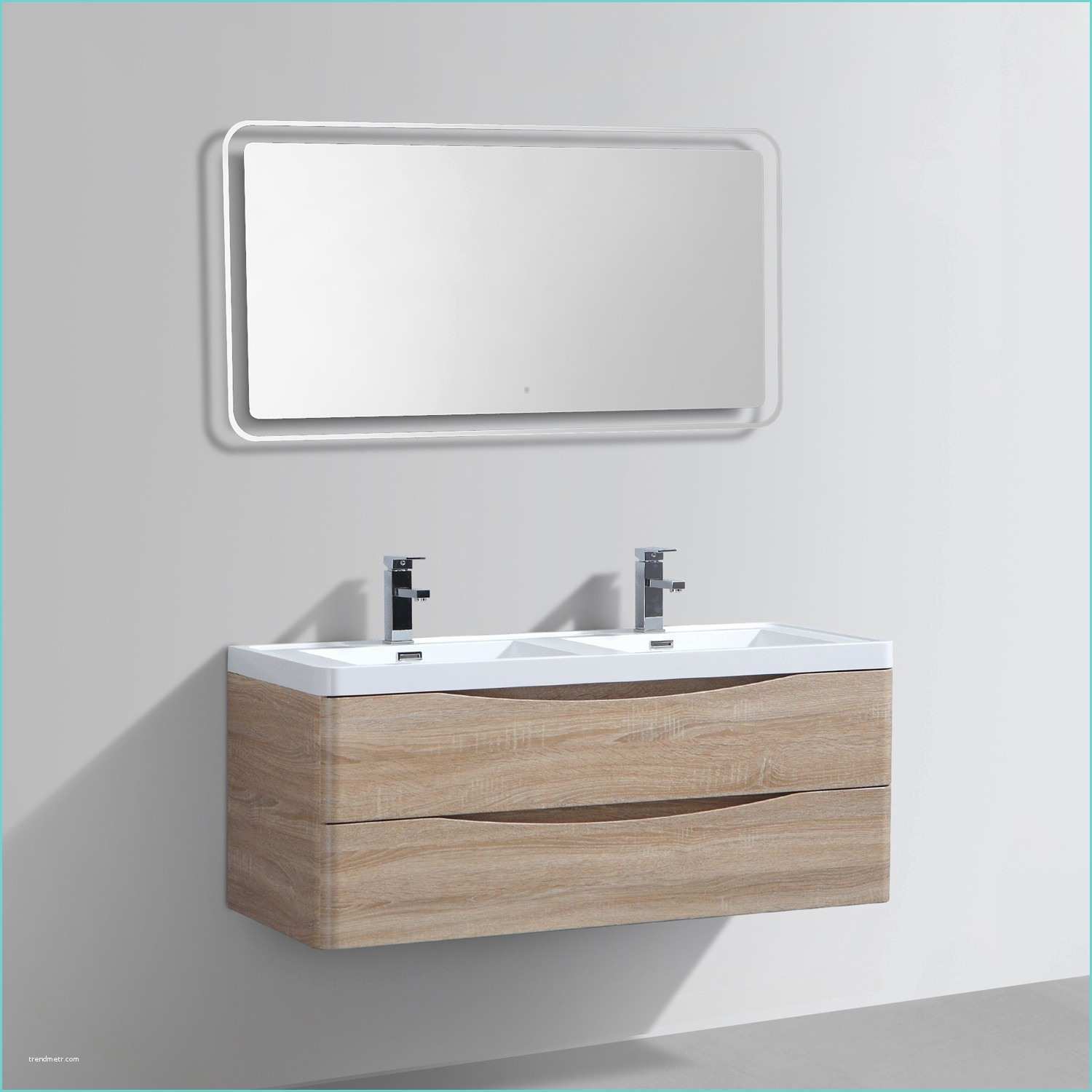 meuble salle de bains double vasque miroir led smile