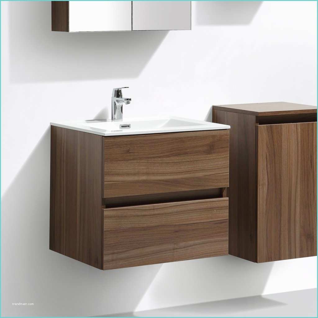 meuble salle de bain design simple vasque siena largeur 60 cm noyer melamine