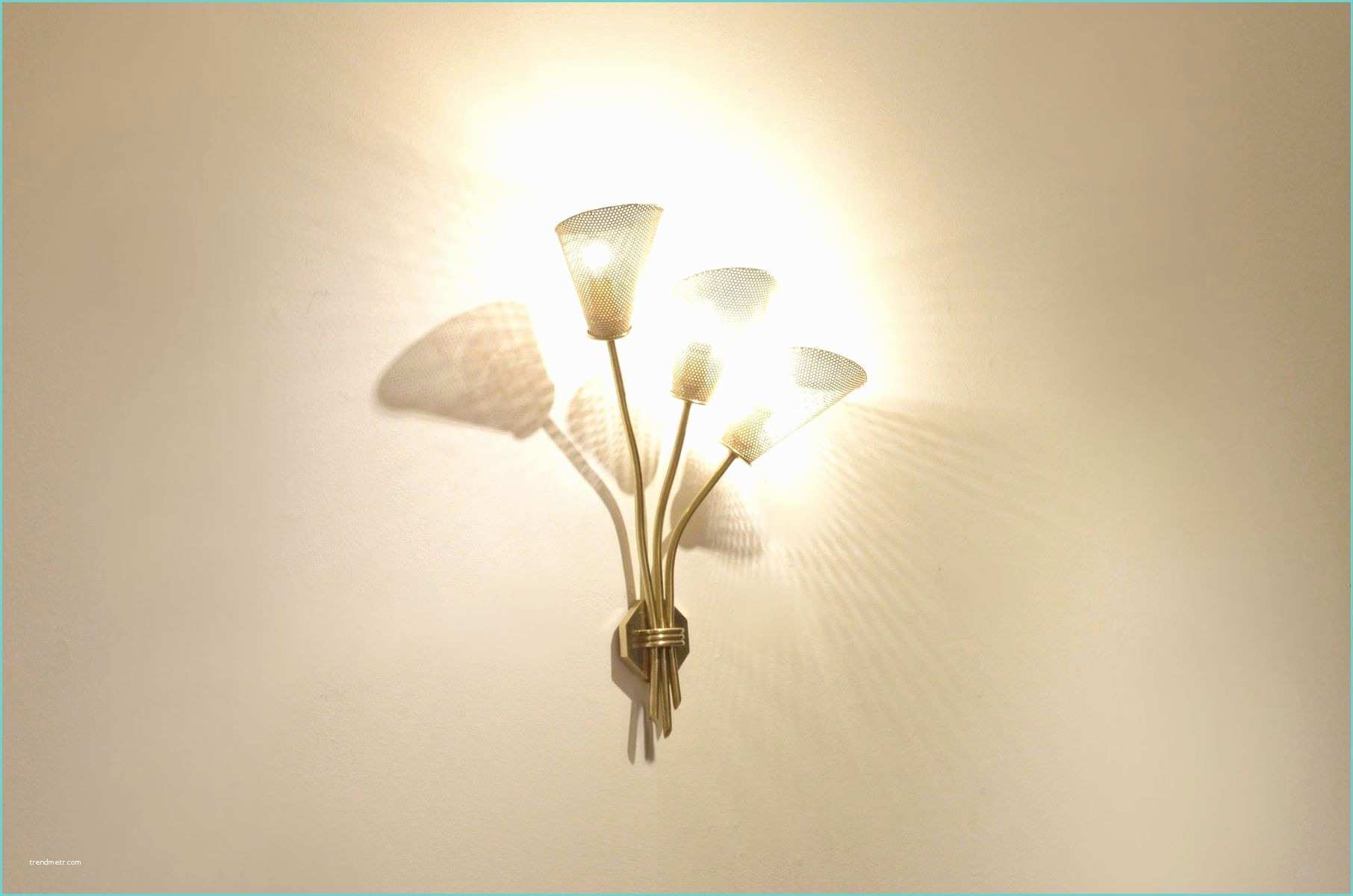 Midcentury Wall Sconce Mid Century Three Stemmed Brass Wall Sconce From Kobis