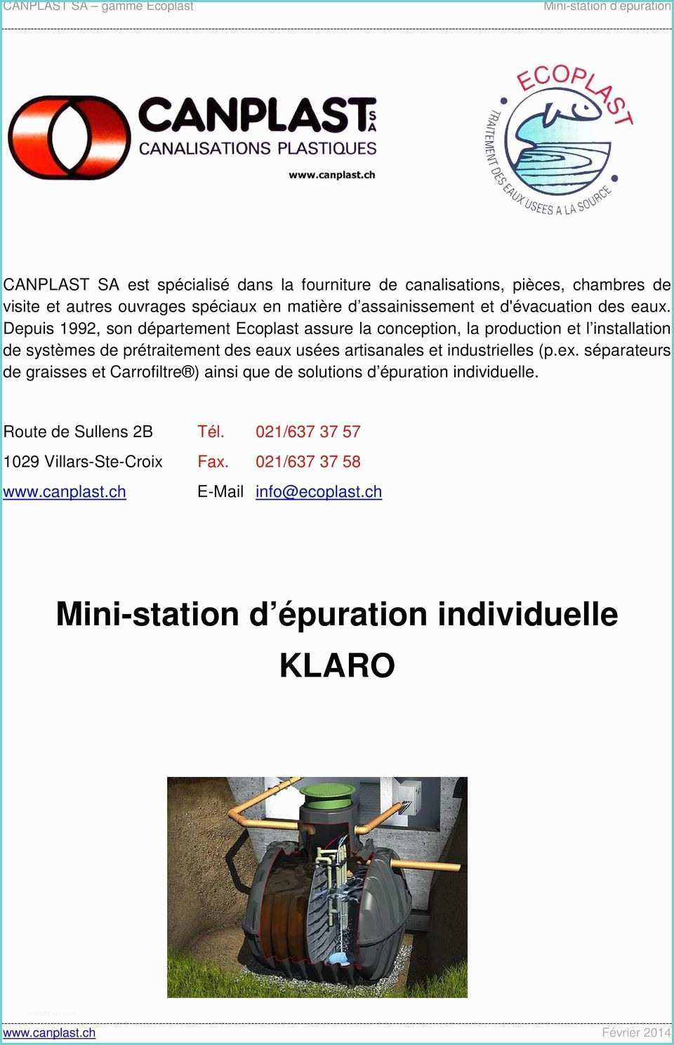 Mini Station Puration Individuelle Mini Station D épuration Individuelle Klaro Pdf