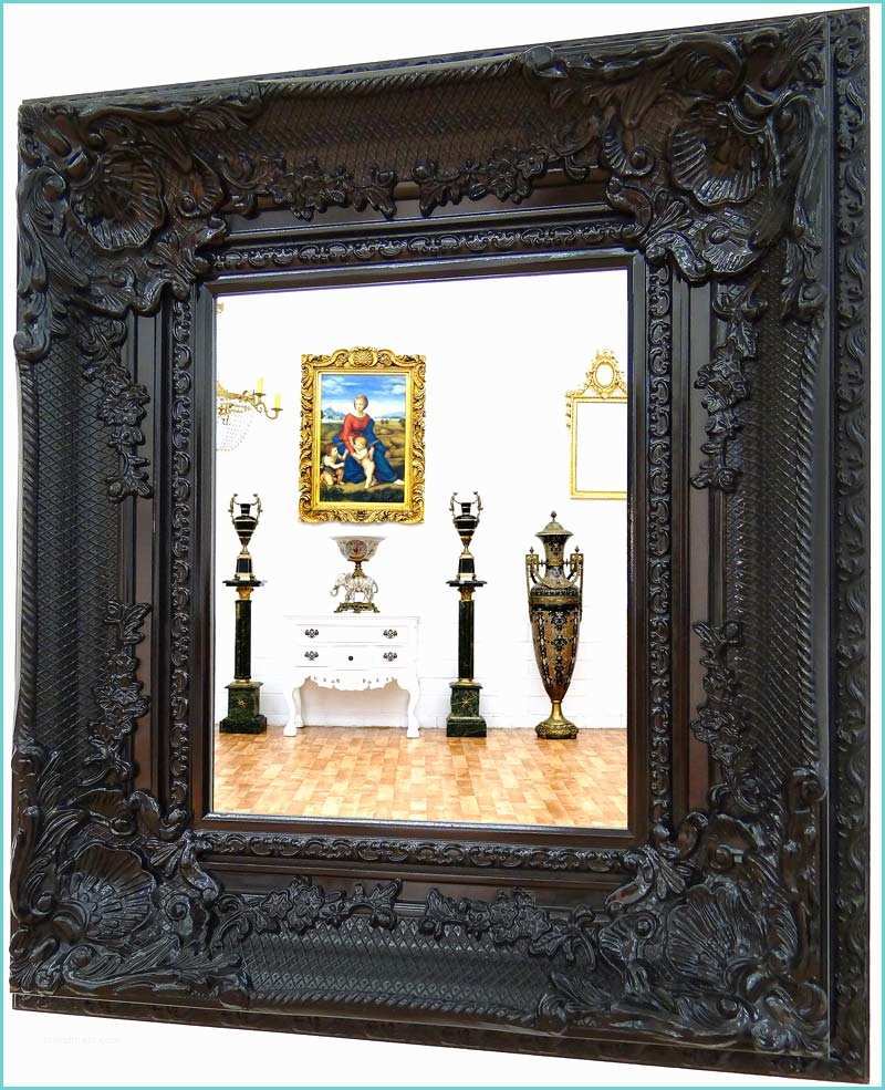 Miroir Baroque Noir Miroir Baroque Noir 88x78cm Cadre En Bois Rococo Style