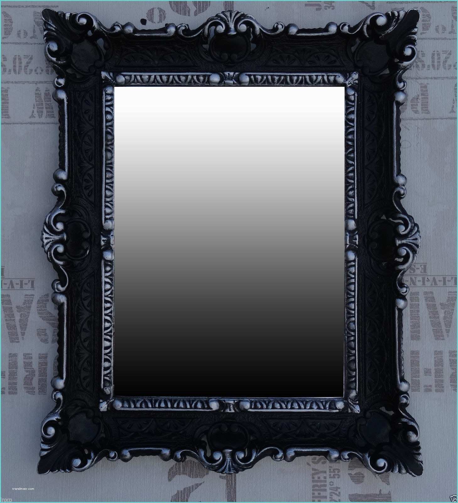 Miroir Baroque Noir Miroir Mural Noir Argent Ancien Baroque Bad Miroir De