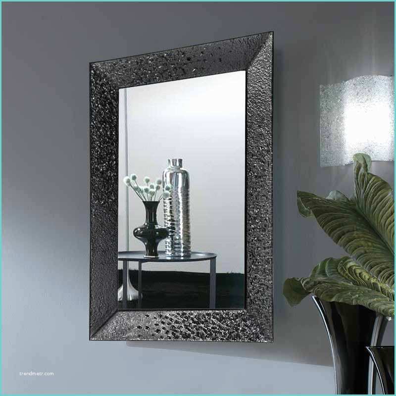 Miroir Pour Salle De Bains Miroir Salle De Bain 98x70 Cm Cadre Verre Noir Céline