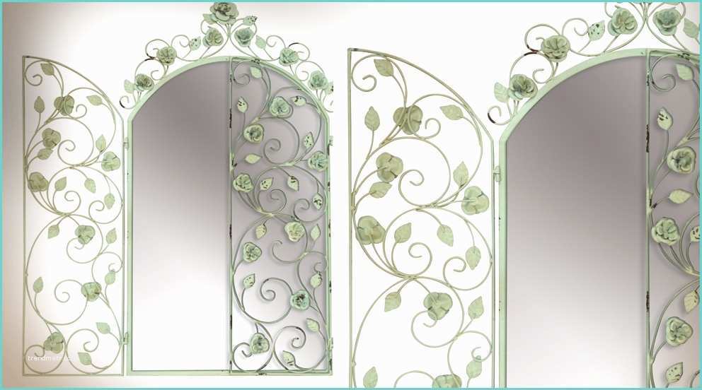 Miroir Salle De Bain 3 Volets Miroir Fenêtre En Fer forgé à Venteaux Déco Florale