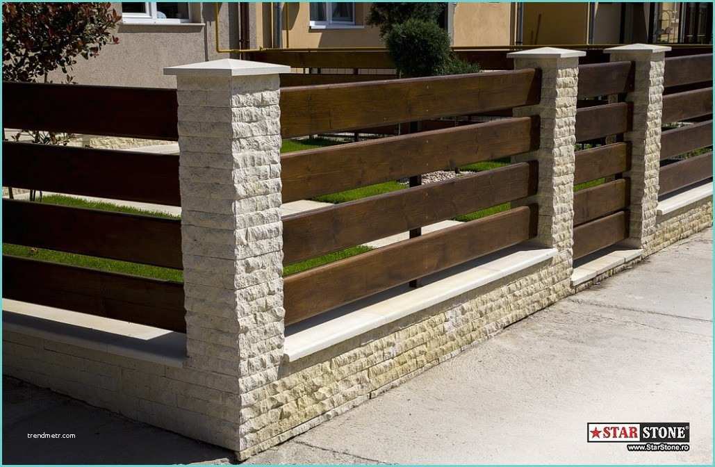 Modele Garduri Zidite Poze Gard Beton Placat Cu Piatra Decorativa