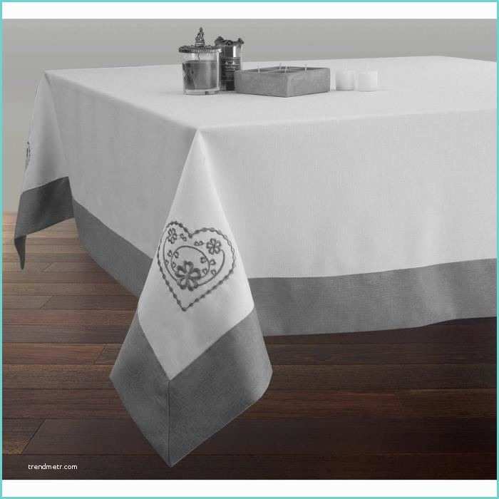 Nappe Anti Tache Grise Nappe Rectangulaire Brodee Achat Vente Nappe