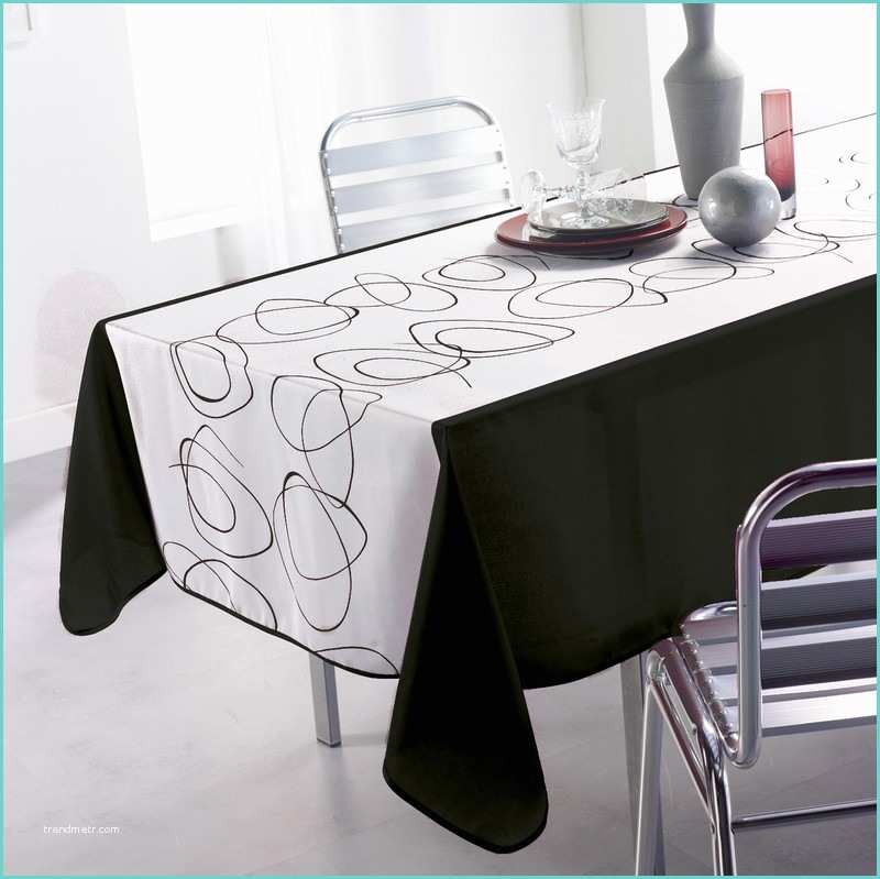 Nappes De Table Modernes Nappe Anti Tache Abstract Noir Rectangle 150x240 Cm Pas Cher