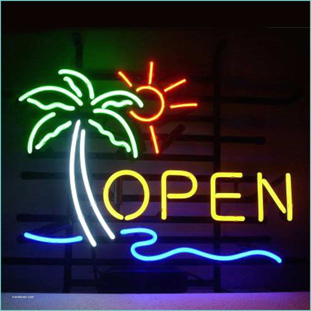 Neon Bar Signs Warrington New Palm Beach Pub Bar Open Neon Sign 17"x14" Pu18s