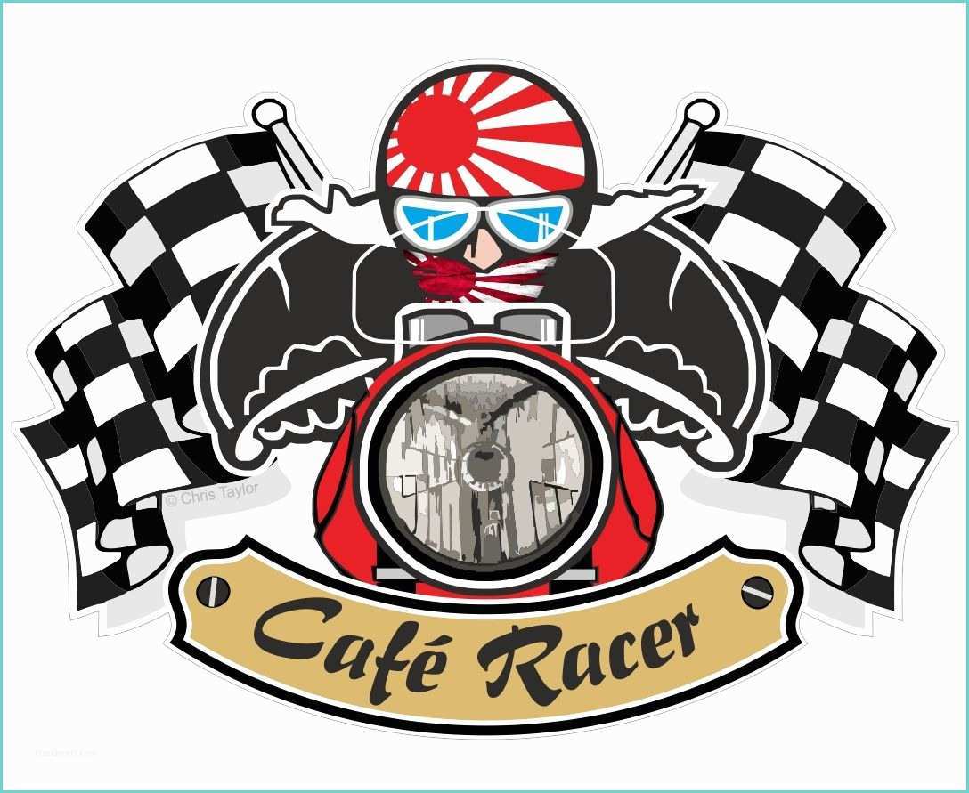 New Bike Stickers Design Retro Cafe Racer ton Up Club Design with Rising Sun Flag