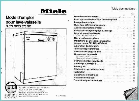 Notice Lave Vaisselle Miele Notice Miele G 571 Mode D Emploi Notice G 571
