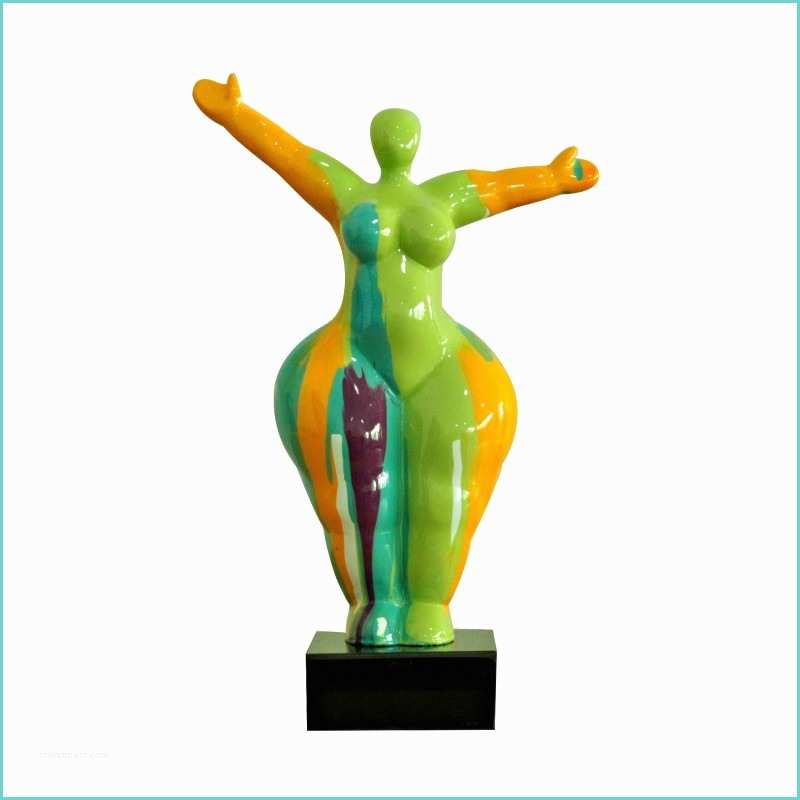 Objet Deco Design Statue Statue Femme Debout Figurine Décoration orange Et