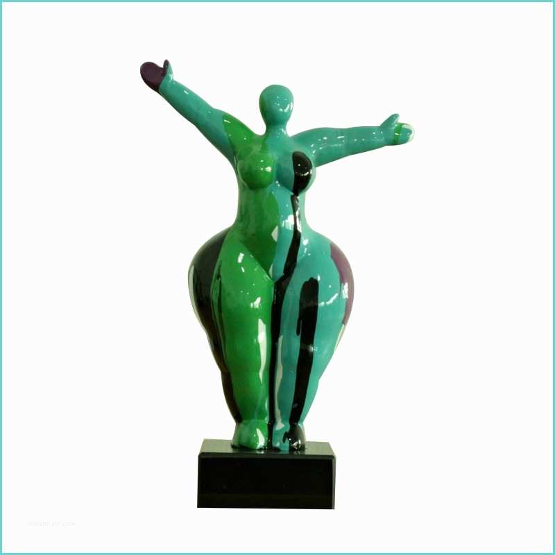 Objet Deco Design Statue Statue Femme Debout Figurine Décoration Verte Et