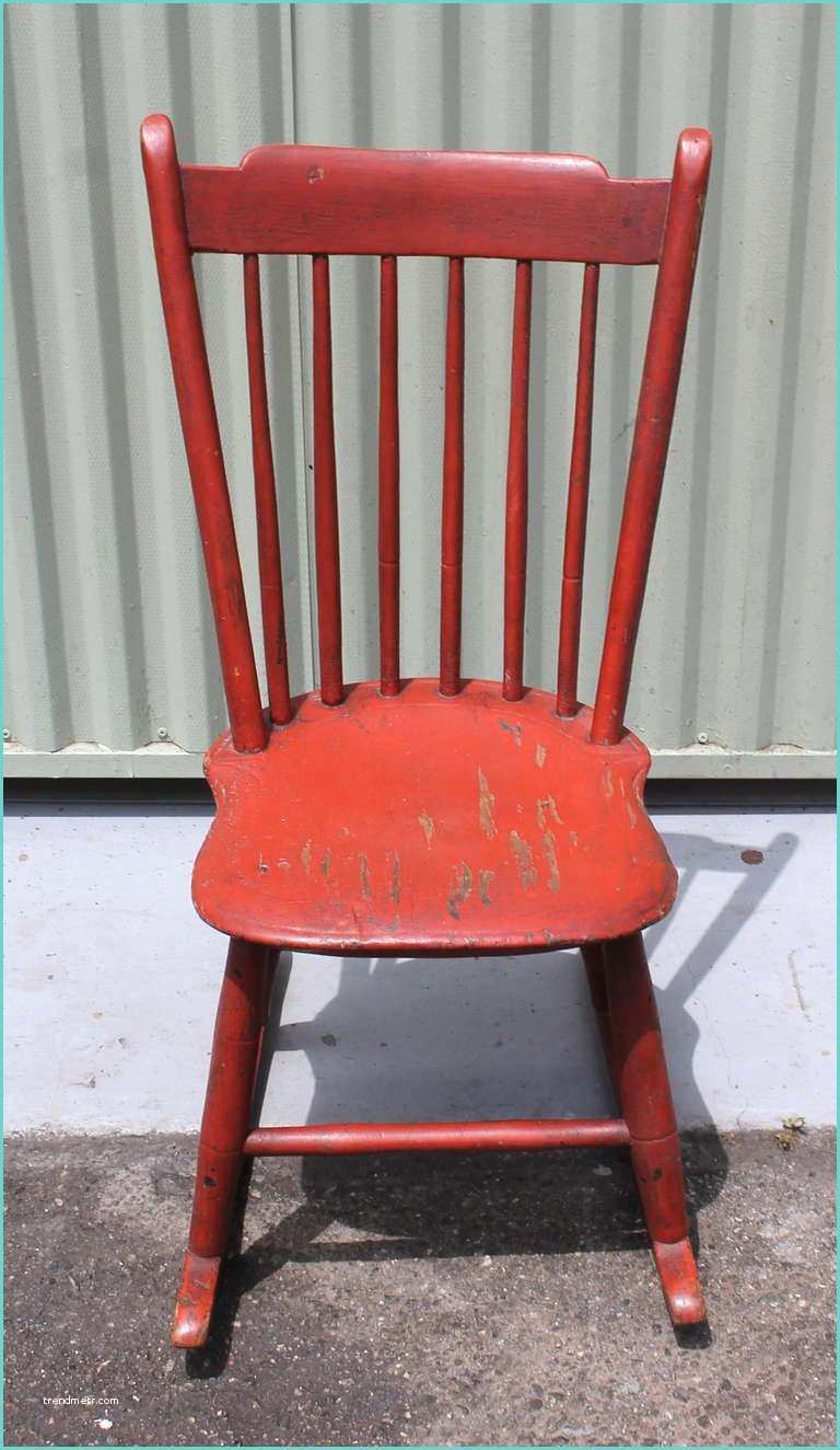 Originals Chairmakers Rocking Chair 19th Century original Salmon Painted Windsor Rocking Chair