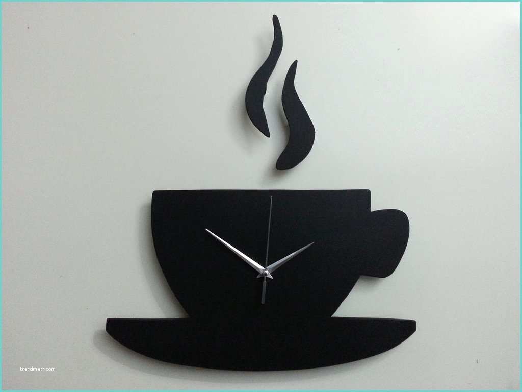 Orologi Da soggiorno Moderni orologio Da Parete Tazza Caffe In Legno Fatto A Mano