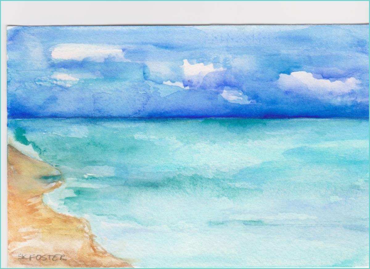 Paesaggi Marini Disegni Acquerelli Di Paesaggi Marini Di Aruba Pittura originale 4 X