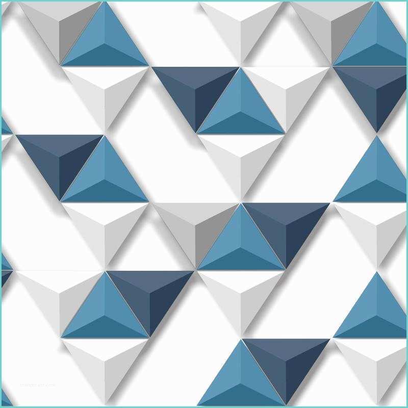 Papier Peint Bleu Motif Papier Peint Vinyle Triangles Bleus Relief Hexagone Ugepa