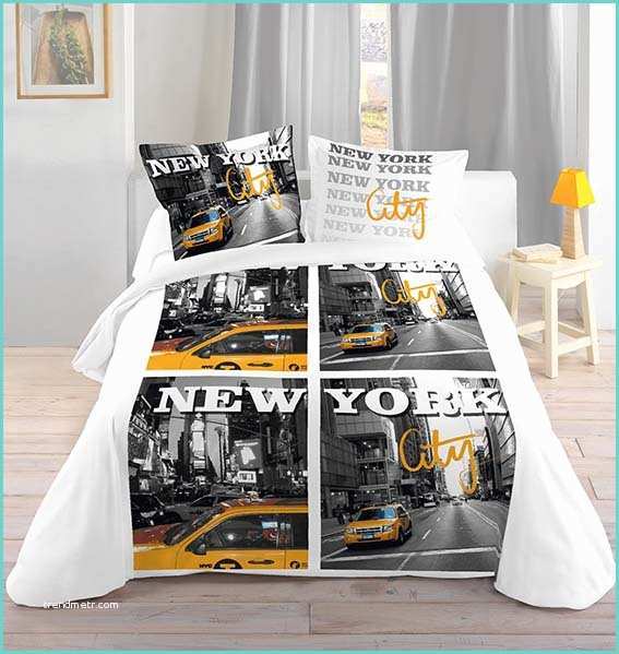 Parure Drap New York Housse De Couette 240x220 Cm Taies Melting Pot Cabs Taxi