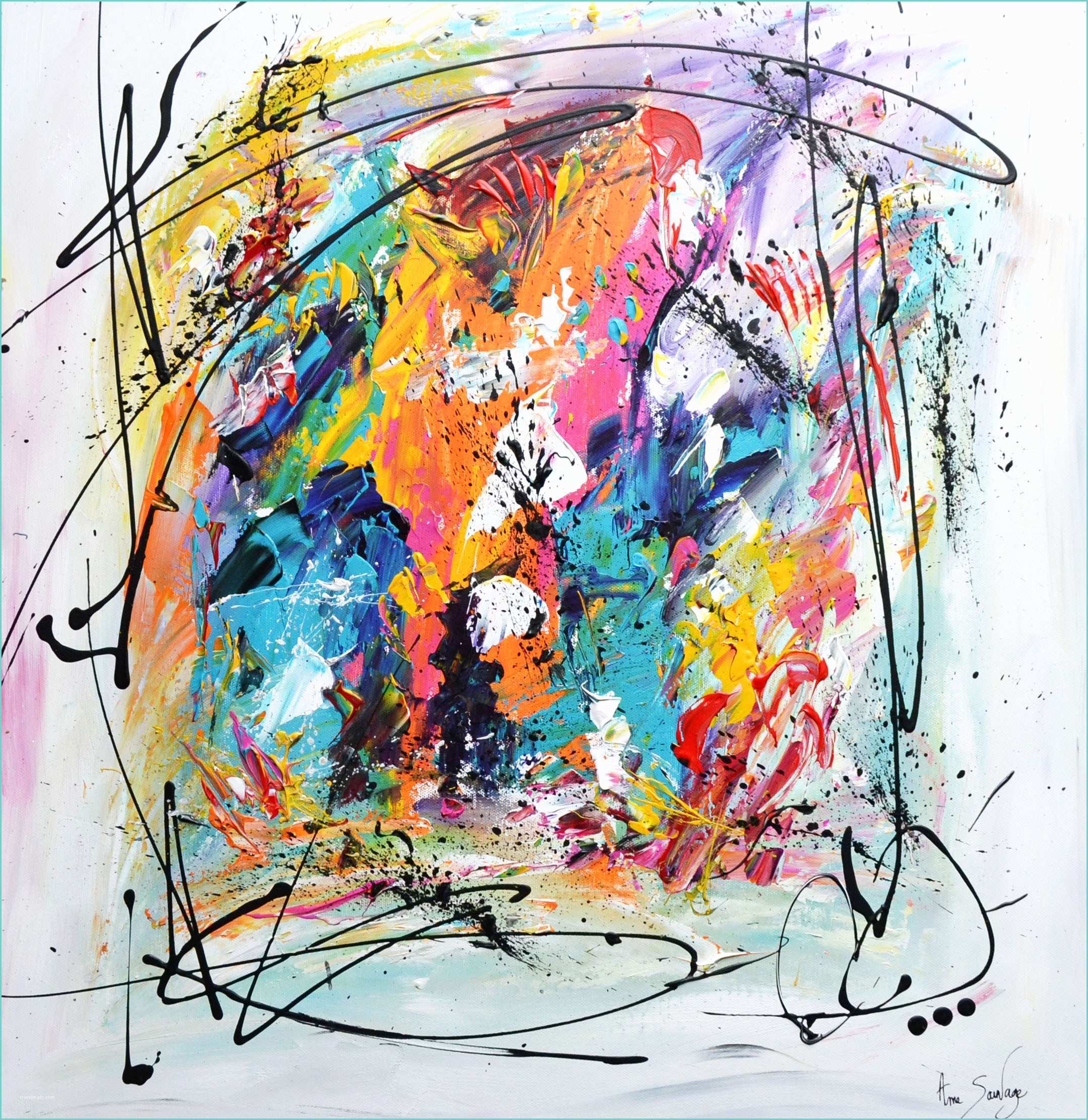 Peinture Abstraite Pas Cher Tableau Multicolore Colore De Style Abstrait Contemporain