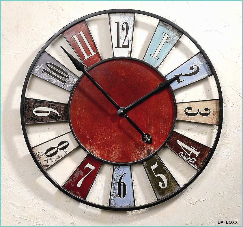 Pendule Murale Maison Du Monde Horloge Murale Ancienne Rustique Rouge Bleu Diamètre 75 Cm