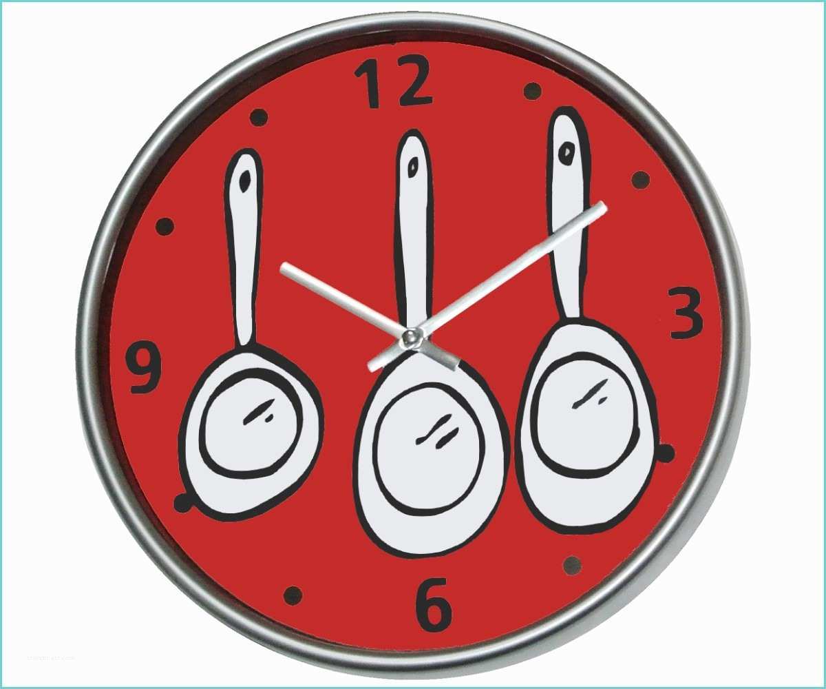 Pendule originale Pour Cuisine Horloge Pendule Cuisine Lunch Time Couverts Bd Rouge 1176