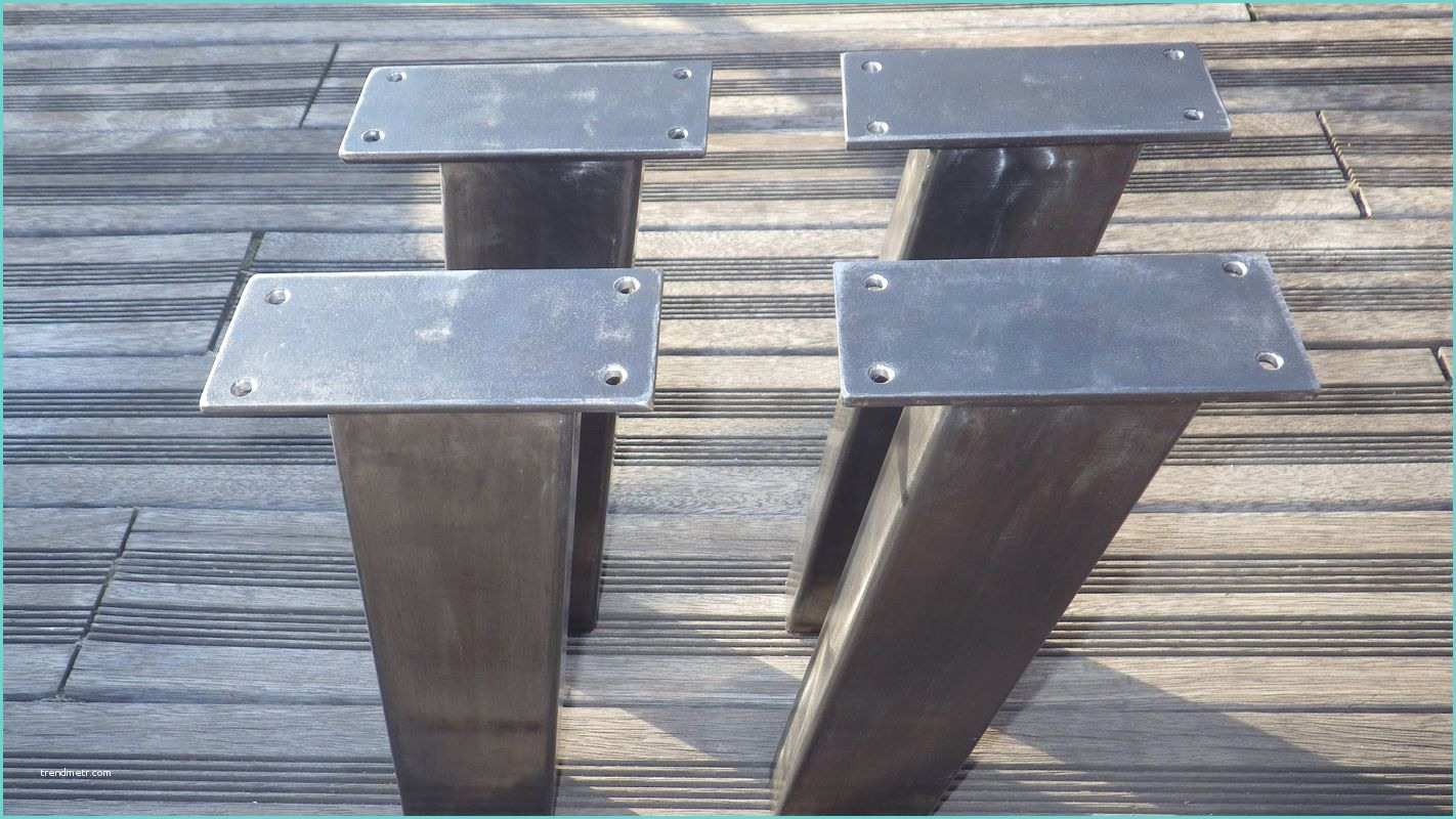 Pieds De Table Metal Design 4 Pieds De Table Acier Inclinés De Style Industriel Pour