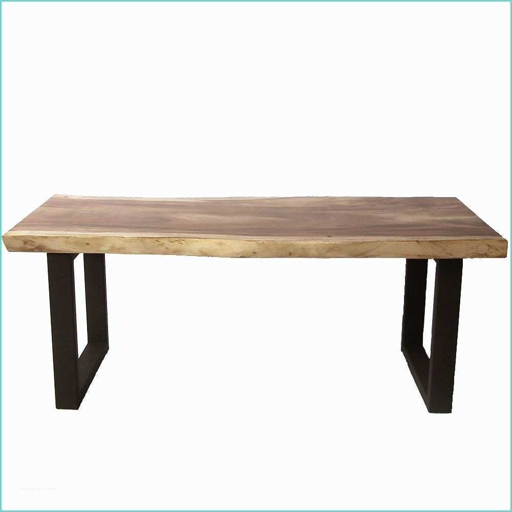 Pieds De Table Metal Design Table Design Bois De Suar Massif Pieds Noir Mat En U 200cm