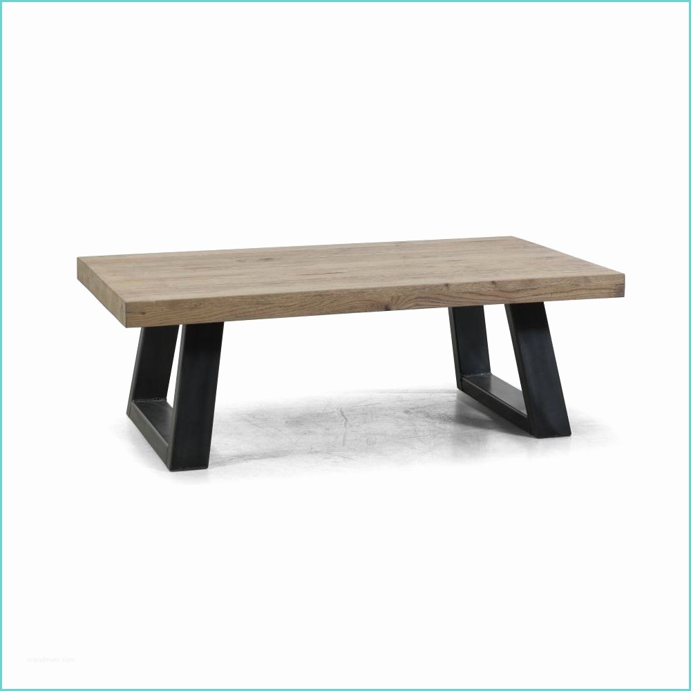 Pieds De Table Metal Table Basse En Chêne Massif Et Pieds Métal Noir Style