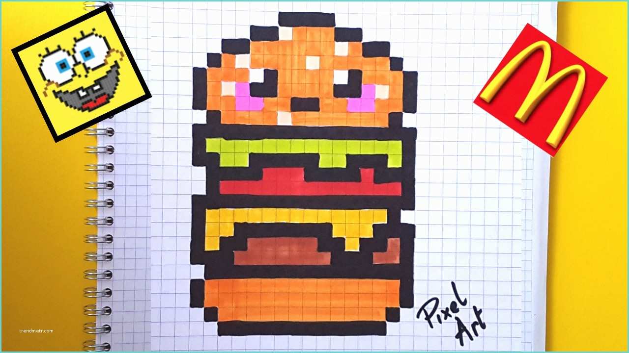 Pixel Art Arc En Ciel Ment Dessiner Un Hamburger Kawaii
