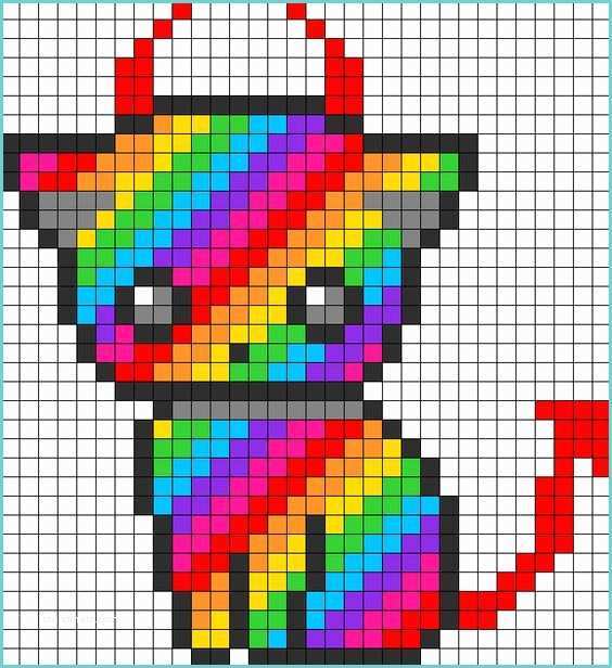 Pixel Art Arc En Ciel Rainbow Devil Kitty Perler Bead Pattern – Do It and How