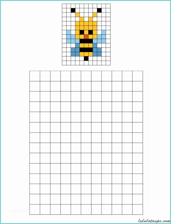 Pixel Art Gratuit A Imprimer Reproduire Une Abeille Sur Quadrillage Lulu La Taupe