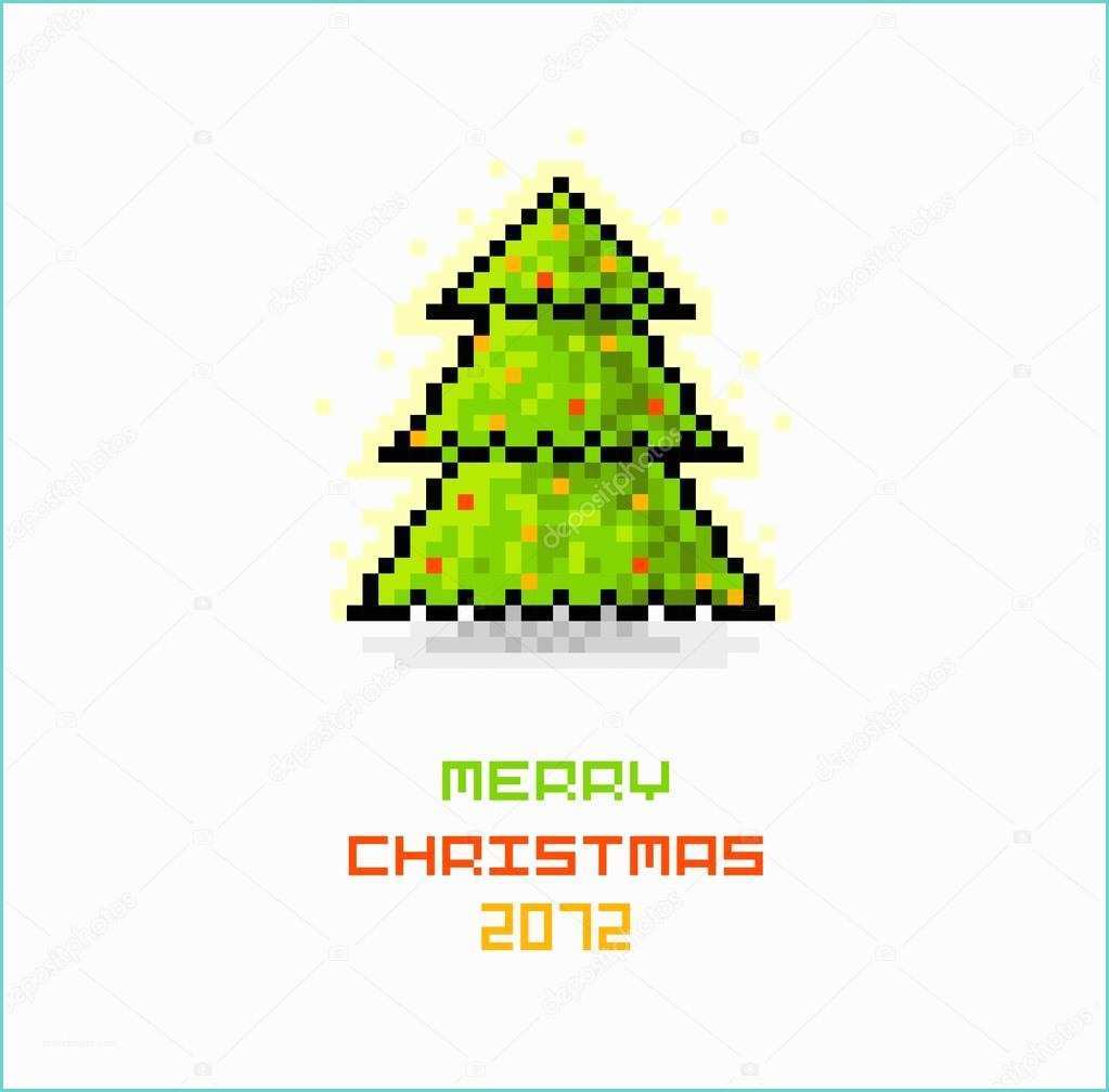 Pixel Sapin De Noel Carte De Noël Pixel Art Avec Arbre De Noël De Vector