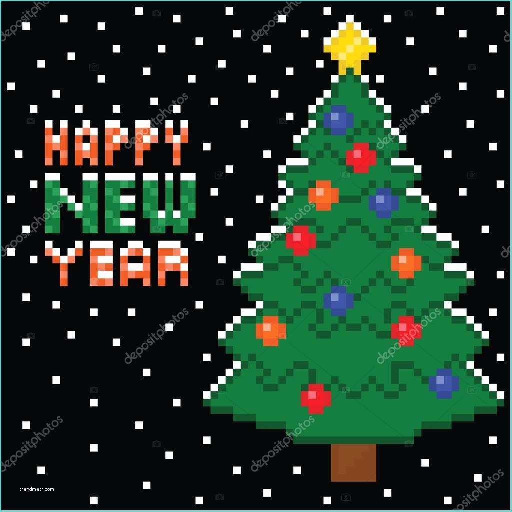 Pixel Sapin De Noel Pixel Art Style Sapin De Noël Décoré Avec Des Ballons Et