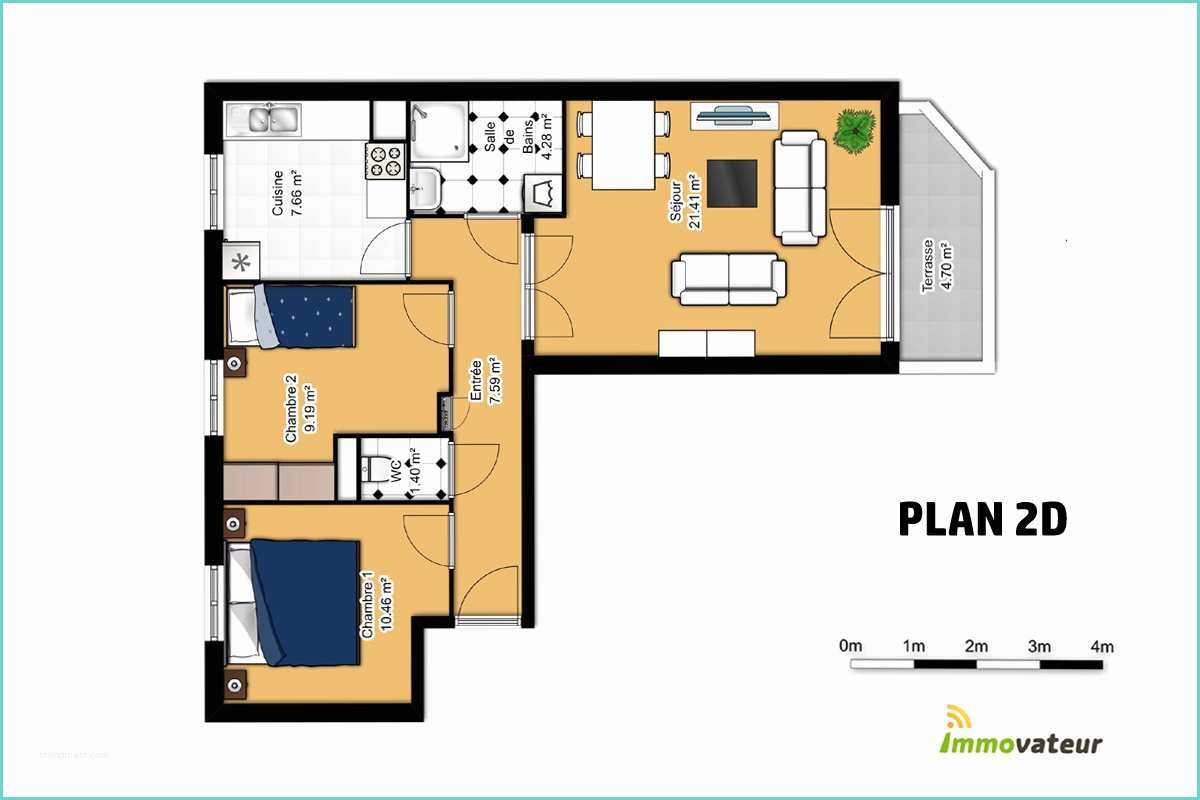 Plan Appartement 2 Chambres Appartement 2 Chambres Avec Garage Et Balcon En Plein Cœur