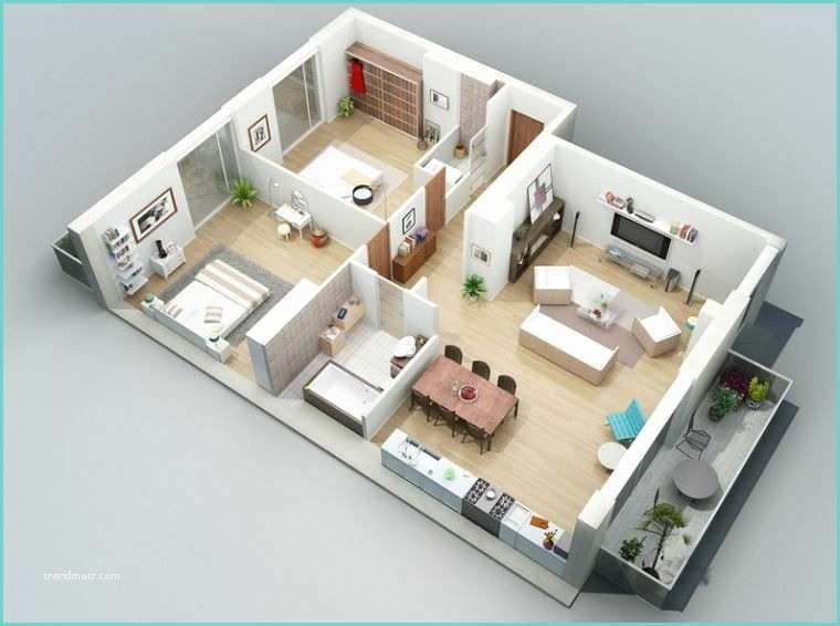 Plan Appartement 2 Chambres Plan Maison 3d D Appartement 2 Pièces En 60 Exemples