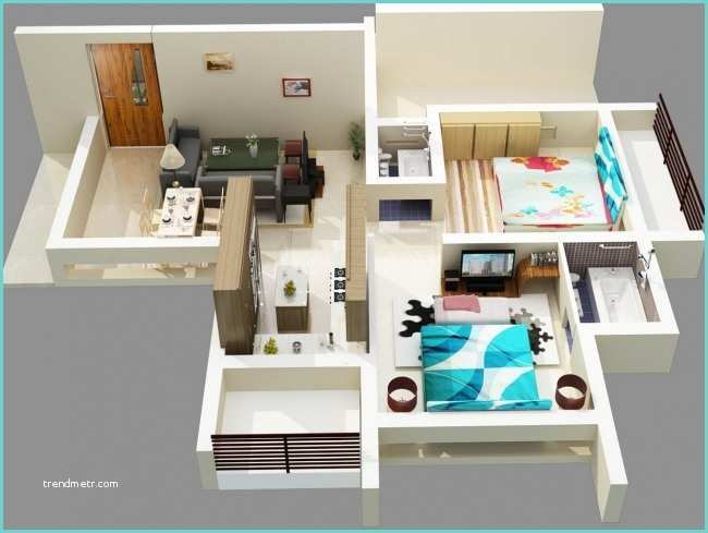 Plan Appartement 50 M2 50 Plans 3d D Appartement Avec 2 Chambres