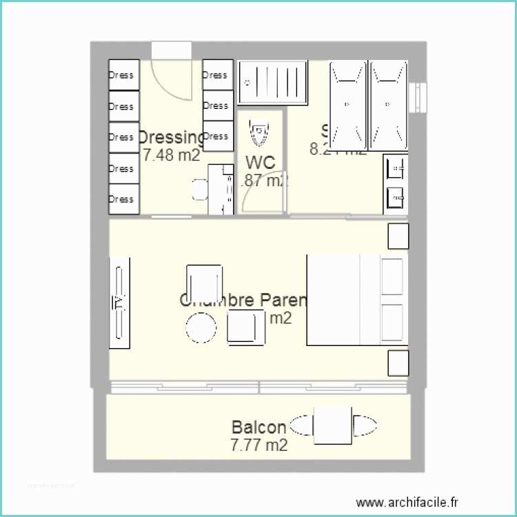 Plan Appartement 50 M2 Etage 35m2 Sur 50m2 De Dalle Plan 5 Pièces 44 M2 Dessiné