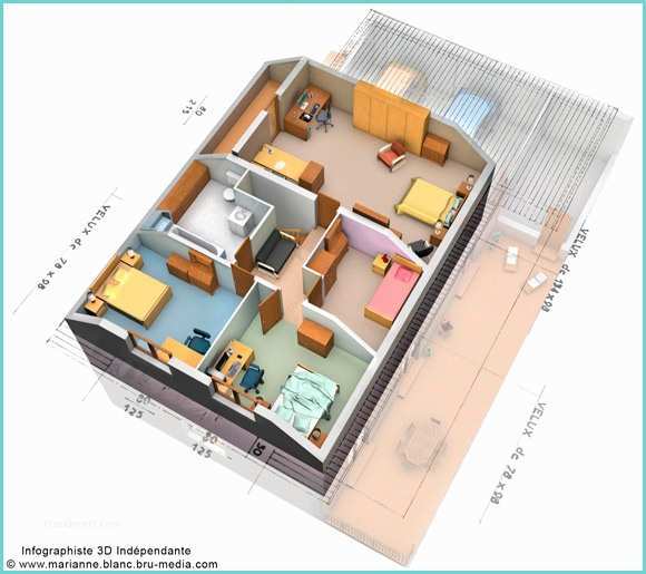 Plan De Maison 3d 150m2 Plan Maison 3 Chambres 3d