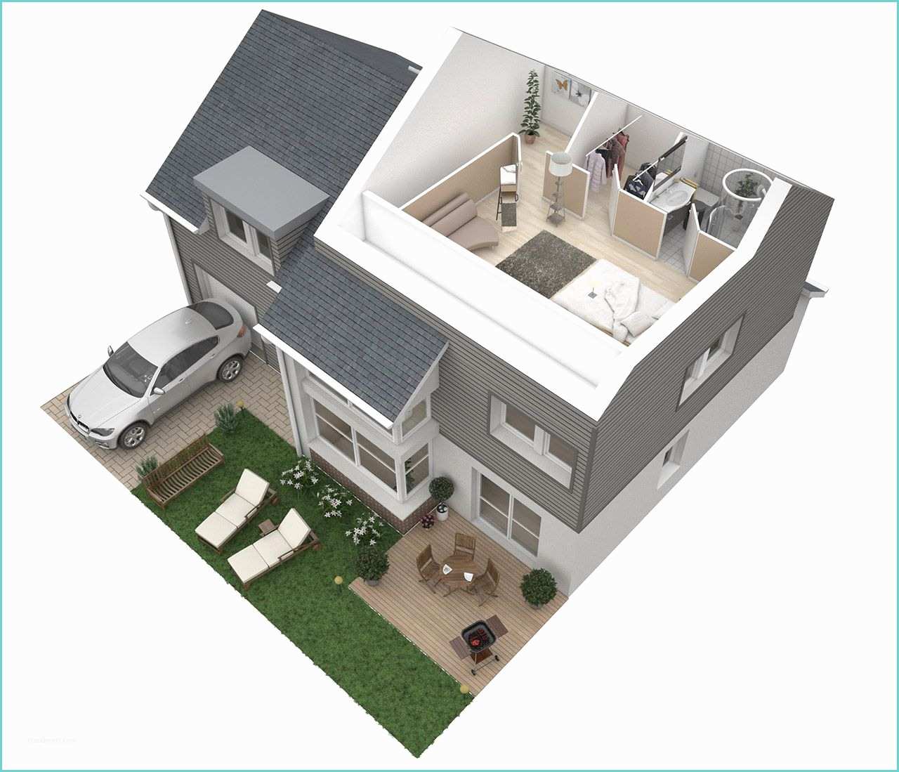 Plan De Maison Duplex Plan De Maison 60m2 3d