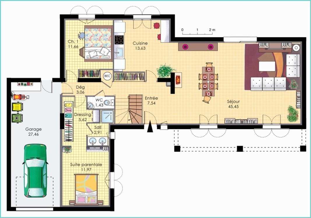 Plan De Maison Moderne 4 Chambres 3d Cuisine Plan Maison Gratuit Moderne Plan Maison Plan