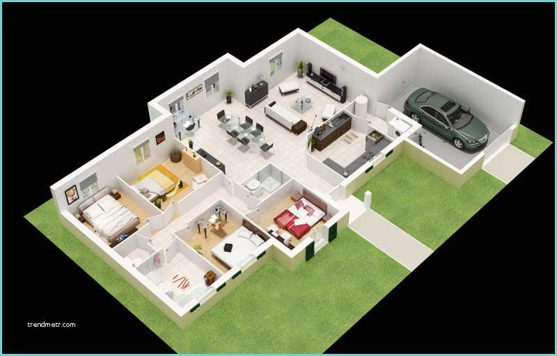 Plan De Maison Moderne 4 Chambres 3d Garage Plans Massachusetts