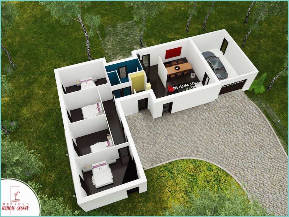 Plan De Maison Moderne 4 Chambres 3d Maison Contemporaine Plain Pied Modèle Harmonie