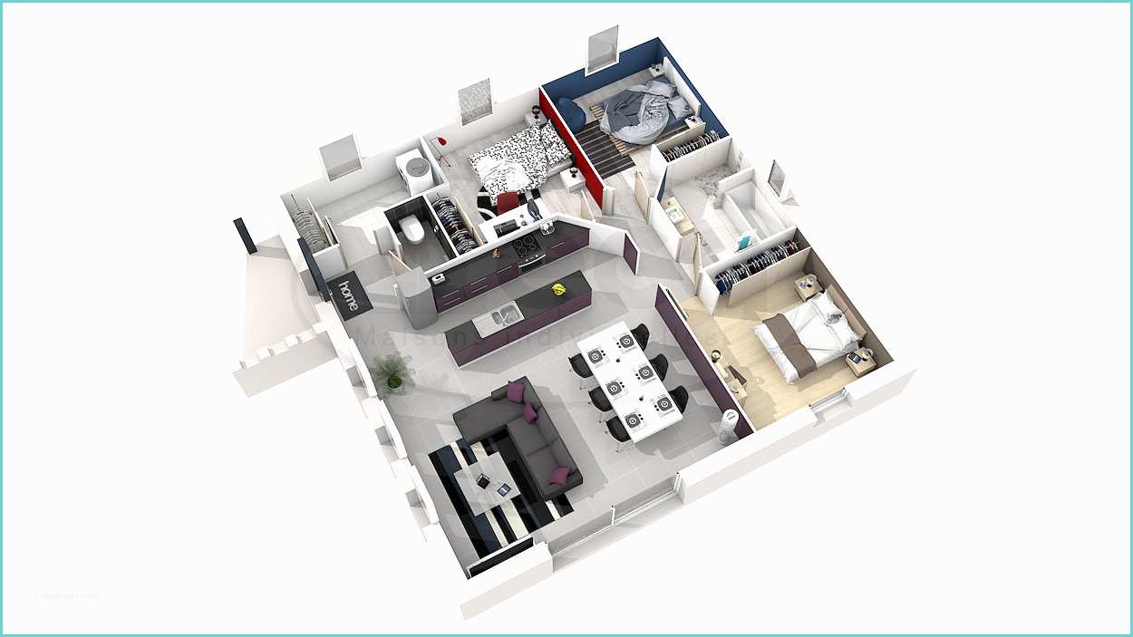 Plan De Maison Moderne 4 Chambres 3d Maison Ilona 3 Ch
