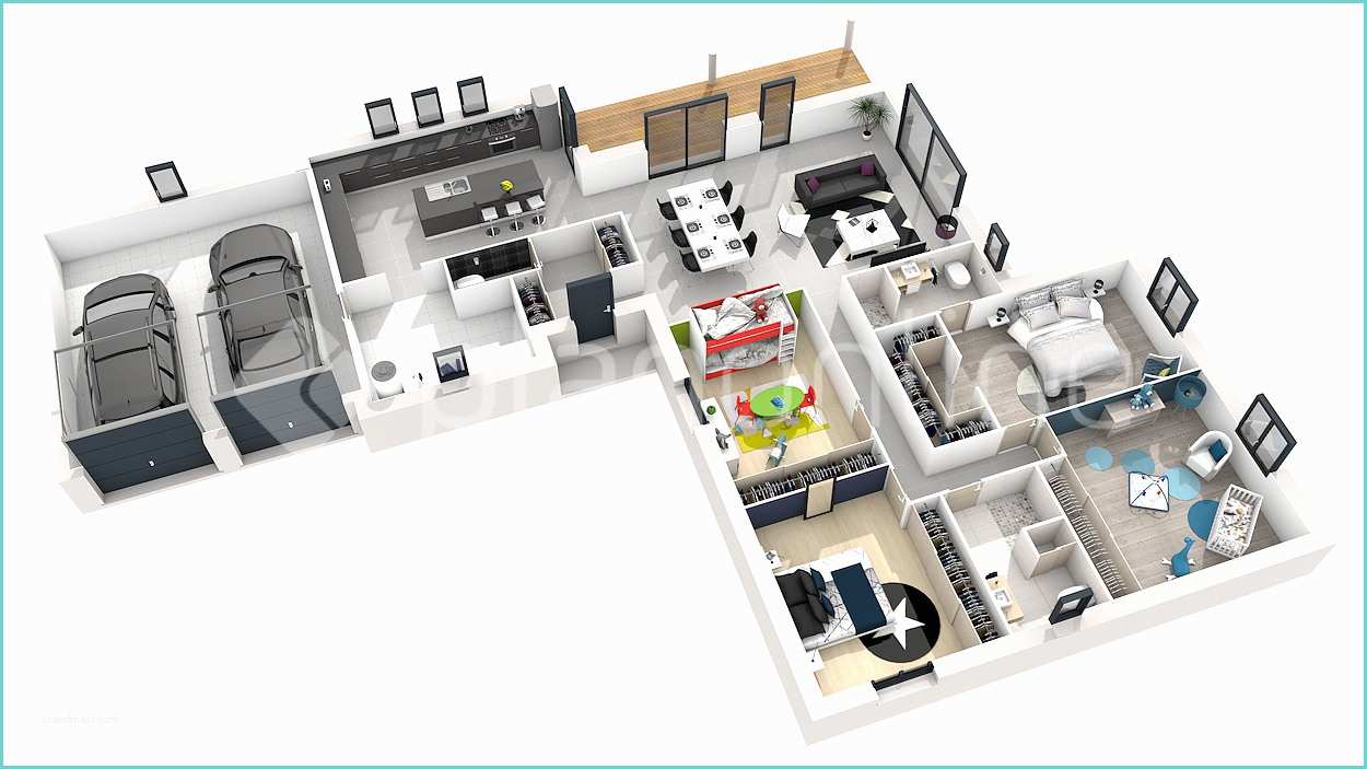 Plan De Maison Moderne 4 Chambres 3d Maison Opale – V