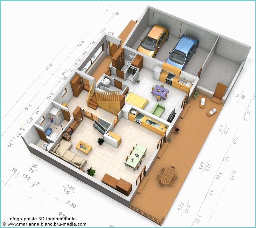Plan De Maison Moderne 4 Chambres 3d Plan 3d Maison Rdc by Meryana On Deviantart