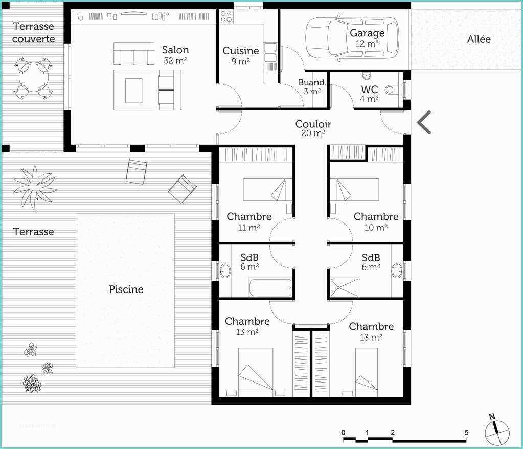 Plan De Maison Moderne 4 Chambres 3d Plan Maison En L Avec 4 Chambres Ooreka