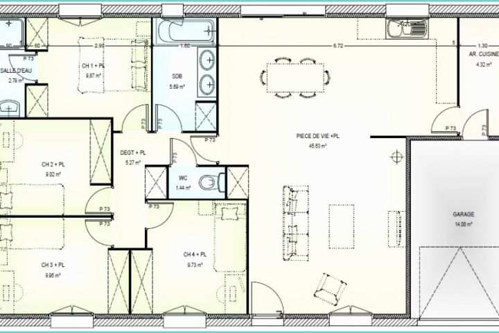 Plan De Maison Moderne 4 Chambres 3d Plan Maison Plain Pied 4 Chambres