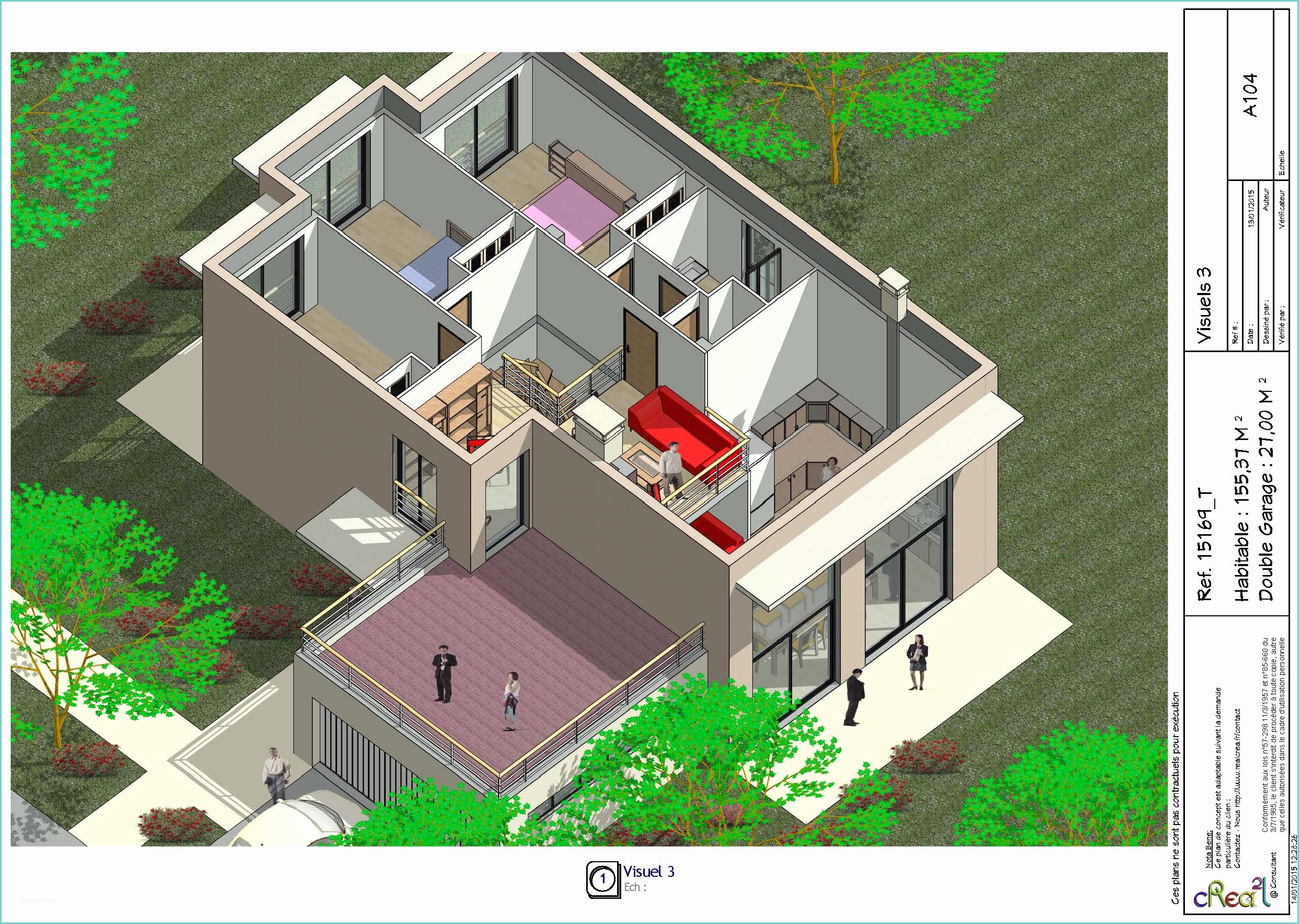 Plan De Maison Moderne 4 Chambres 3d Plan Villa R 1