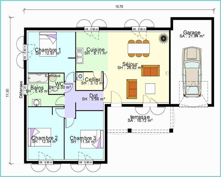 Plan De Maison Simple 3 Chambres Maison Contemporaine Plans & Maisons
